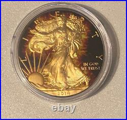 1oz Silver. 999 2014 American Silver Eagle Burning Liberty in case with COA