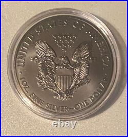 1oz Silver. 999 2014 American Silver Eagle Burning Liberty in case with COA