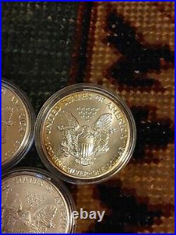 1oz Silver Eagle Lot Set Of 3 999 Fine Bullion 1987 1989 1991 Coin Round