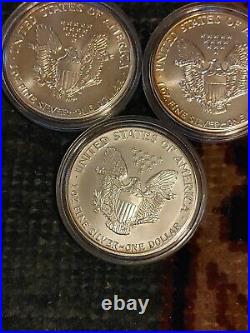 1oz Silver Eagle Lot Set Of 3 999 Fine Bullion 1987 1989 1991 Coin Round