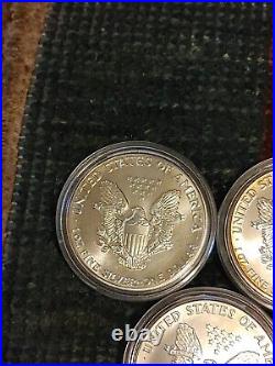 1oz Silver Eagle Lot Set Of 3 999 Fine Bullion 1987 1989 1991 Coin Round