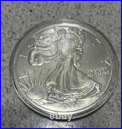 2000 American Silver Eagle 8 Oz. 999 Fine Silver Coin In plastic Container