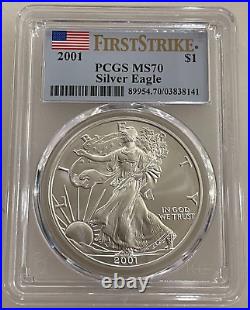 2001 $1 Silver Eagle PCGS MS70 First Strike Pop 2 only