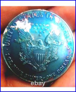 2001 American Silver Eagle 1 oz Rainbow Toned. 1 ounce silver eagle tie dye