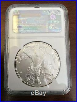 2001 USA $1 Silver Eagle REVERSE STRUCK THRU MINT ERROR MS 68 NGC Coin