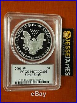 2001 W Proof Silver Eagle Pcgs Pr70 Dcam Rare Flag Mercanti Signed Label