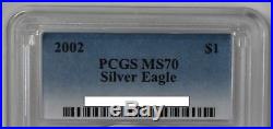2002 American Silver Eagle PCGS MS70 ASE Key Date 1oz Silver. 999 Bullion US $1