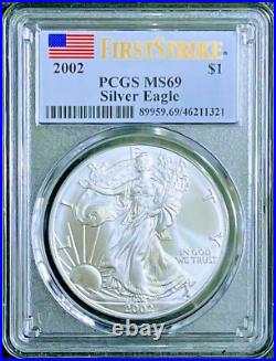 2002 SILVER EAGLE Coin $1 PCGS Grade MS69 FIRST STRIKE Low # of Pop Higher