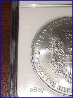 2002 USA $1 Silver Eagle REVERSE STRUCK THRU MINT ERROR MS 69 NGC Coin