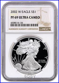 2002 W $1 Proof American Silver Eagle 1-oz NGC PF69 Ultra Cameo Brown Label