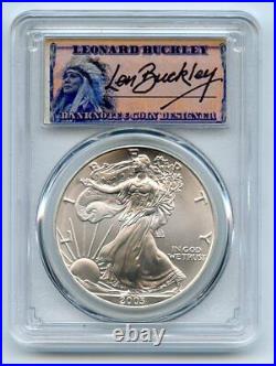 2003 $1 American Silver Eagle 1oz Dollar PCGS MS70 First Strike Leonard Buckley
