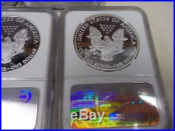 2003-2010 W NGC PF70 American Silver Eagle Proof Ultra Cameo $1 Coin Setx7