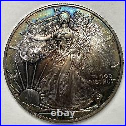 2003 Rainbow Toning Silver Eagle Brilliant Uncirculated BU Coin #11082