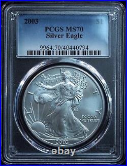 2003 Silver American Eagle 1 Oz. MS70 PCGS Certified