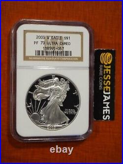 2003 W Proof Silver Eagle Ngc Pf70 Ultra Cameo Classic Brown Label