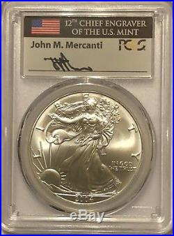 2004 $1 Pcgs Ms70 First Strike Fs Silver American Eagle Signed By John Mercanti