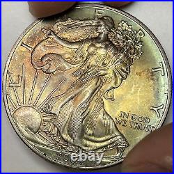 2004 Rainbow Toning Silver Eagle Brilliant Uncirculated BU Coin #11083