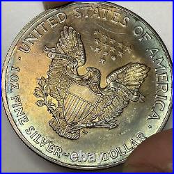 2004 Rainbow Toning Silver Eagle Brilliant Uncirculated BU Coin #11083