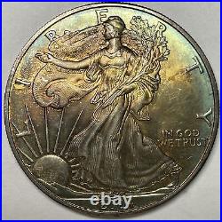 2004 Rainbow Toning Silver Eagle Brilliant Uncirculated BU Coin #11083