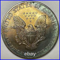 2004 Rainbow Toning Silver Eagle Brilliant Uncirculated BU Coin #11083