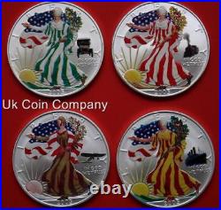 2005 American Silver Eagle Dollar 1 oz 4 Coin Set In Capsules 2005 American Silver Eagle Dollar 1 oz 4 Coin Set In Capsules