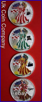 2005 American Silver Eagle Dollar 1 oz 4 Coin Set In Capsules 2005 American Silver Eagle Dollar 1 oz 4 Coin Set In Capsules