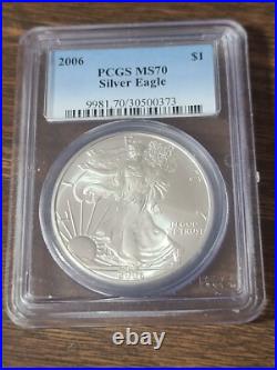 2006 $1 American Silver Eagle Pcgs Ms70 Classic Blue Label 2006 $1 American Silver Eagle Pcgs Ms70 Classic Blue Label