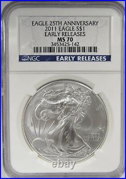 2006 & 2011 Silver Eagle 3 Coin Set NGC MS70 PF70 PF69 AG907