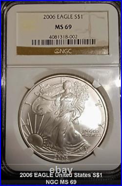 2006 Eagle $1 MS69 West Point NGC 1oz 0.999 Fine Silver SCARCE