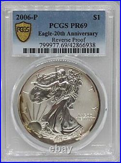2006 P Reverse Proof American Silver Eagle PCGS PR69 20th Anniversary