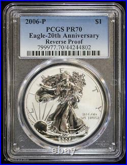 2006 P Reverse Proof American Silver Eagle PCGS PR 70 20th Anniversary