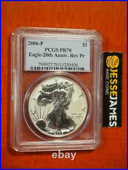2006 P Reverse Proof Silver Eagle Pcgs Pr70 From 20th Anniversary Set Blue Label