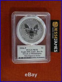 2006 P Reverse Proof Silver Eagle Pcgs Pr70 Mercanti Rare Mint Engravers Series
