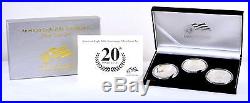 2006 US Mint American Eagle 20th Anniversary 1 oz. 999 Silver 3 Coin Set with COA