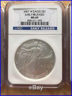 2006 W-2016 W Burnished Silver Eagle Ngc Ms69 Beautful 9 Coin Set Low Price! #2