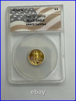 2006-W American Eagle $5 Gold Coin 1/10 Oz ANACS SP70