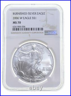 2006 W Burnished Silver Eagle Ngc Ms70 Classic Brown Label
