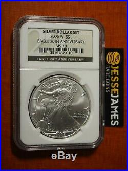 2006 W Burnished Silver Eagle Ngc Ms70 From 20th Anniversary Set Black Label