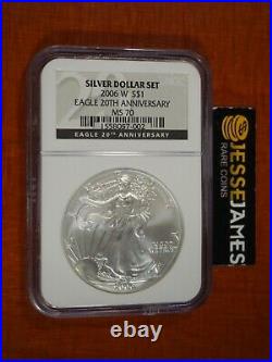 2006 W Burnished Silver Eagle Ngc Ms70 From 20th Anniversary Set Black Label