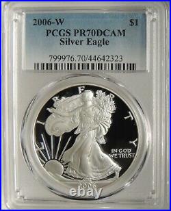 2006-w $1 Proof American Silver Eagle Gem Pcgs Pr70dcam #44642323 Top Pop