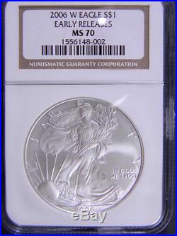 2006 w SILVER EAGLE NGC MS 70 EARLY RELEASES