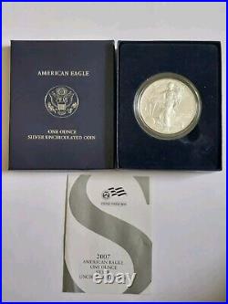 2007 American Silver Eagle Dollar Coin with Box + COA- US Mint