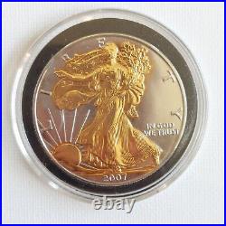 2007 Dark RUTHENIUM 1 Oz 999 Silver American Eagle Coin 24K Gold Gilded 2-Side