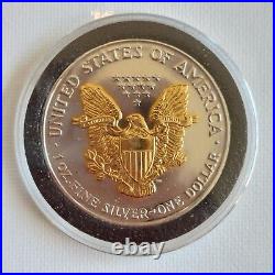 2007 Dark RUTHENIUM 1 Oz 999 Silver American Eagle Coin 24K Gold Gilded 2-Side