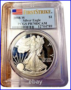 2008 Silver Eagle W PCGS PR 70 DEEP CAMEO First Strike! (PCGS 12704789)