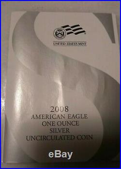 2008-W AMERICAN SILVER EAGLE $1 REVERSE OF 2007 ERROR COIN WithCOA NO RESERVE