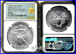 2008-W ANNUAL $1 SET burnished SILVER EAGLE NGC MS70 NGC WEST POINT LABEL