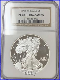 2008-W American Silver Eagle $1 Proof Coin NGC PF-70 ULTRA CAMEO