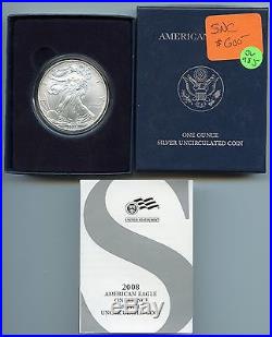 2008-W American Silver Eagle Reverse of 2007 Burnished Coin Rare Error JV985