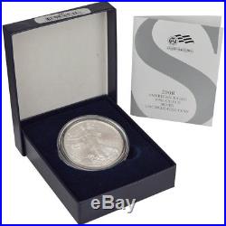 2008-W American Silver Eagle Uncirculated Collectors Burnished Coin Reverse 2007